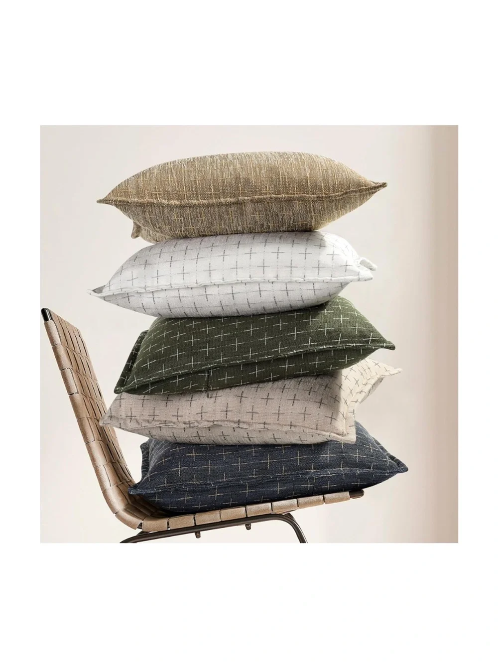 Farmhouse Rustic Boho Pillow Covers Large Square 26x26” (2-Pack) BEIGE